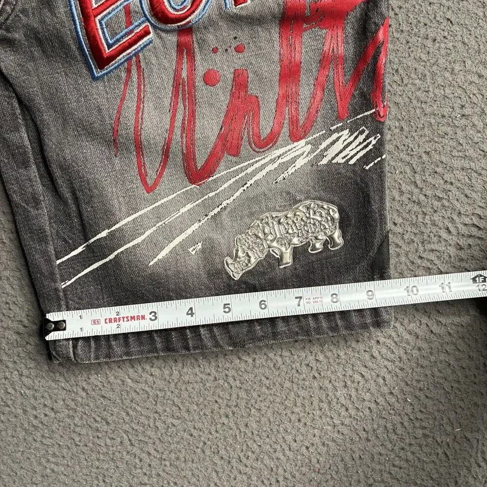 Ecko Unltd Y2K Embroidered Logo Kids Jorts Size 10 Cyber Baggy 26x9